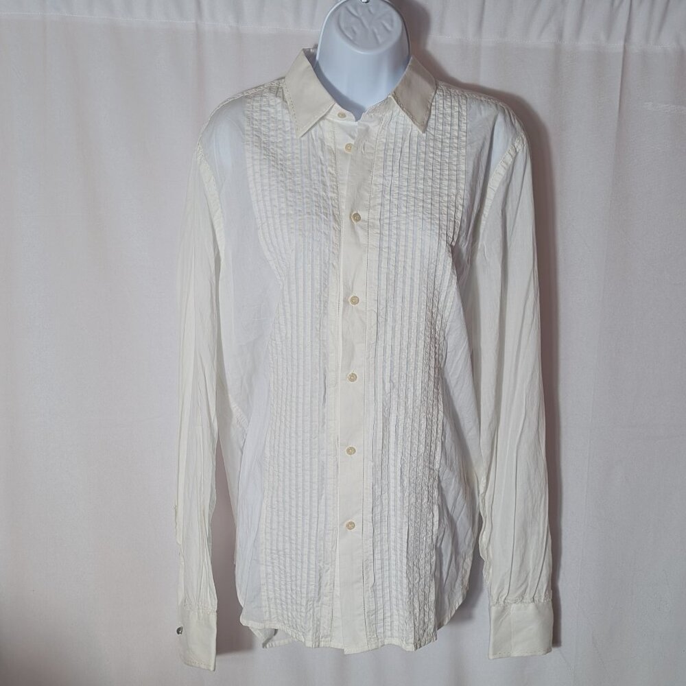 DIESEL NWT Tuxedo style SHIRT blouse Sz L CUFFLINK 100% COTTON TOPSTITCHING WOW